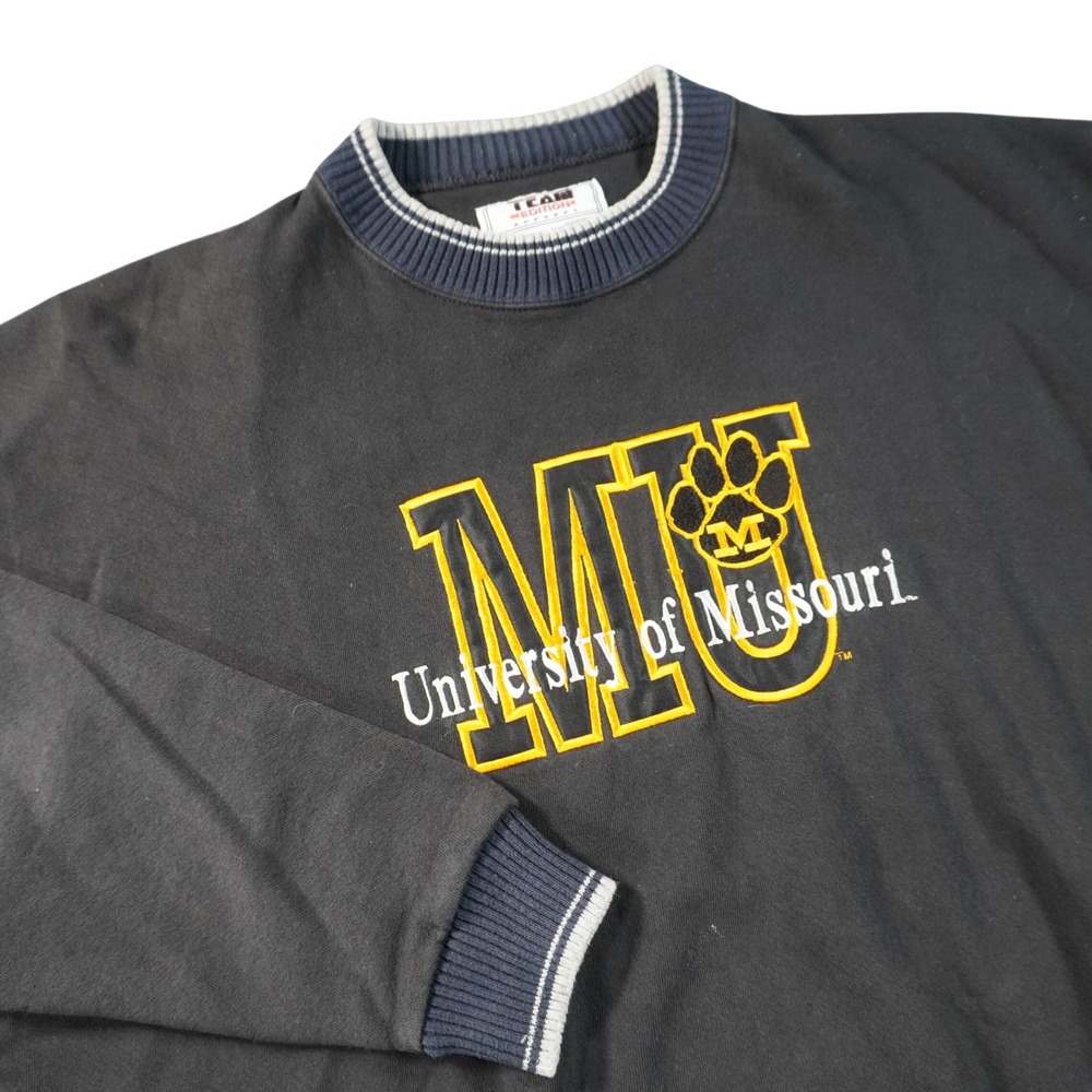 Vintage University of Missouri Sweatshirt Mens XXL Black MU Tigers USA Made